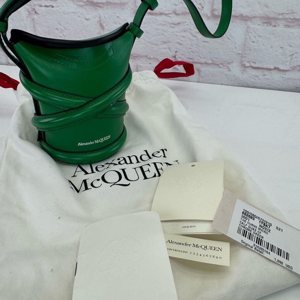 Alexander McQueen Bucket Mini Curve Green Bag - Picture 10 of 10